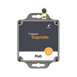 The Trapmate Hub is the battery-powered gateway that routes all sensor alerts to the Trapmate software over a cellular connection.