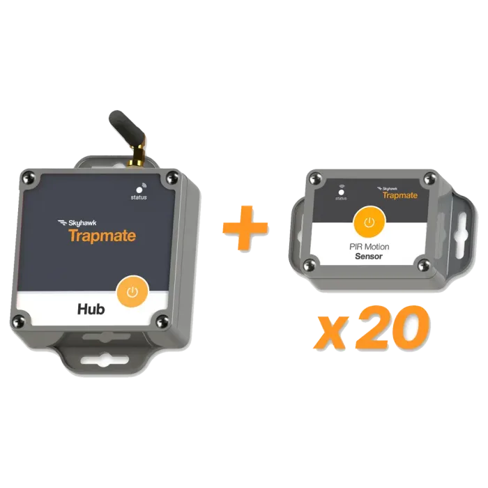 Trapmate Premium Bundle -- PIR Motion Sensors and Hub