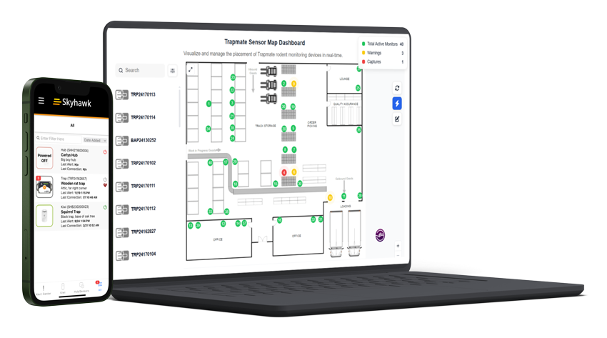 trapmate app view and floor plan